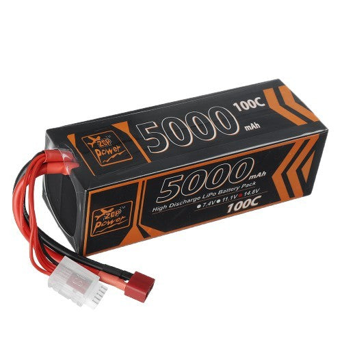 ZOP Power, 4s 14.8v, 5000mah 100c, Hardcase LiPo batteri, T-stik
