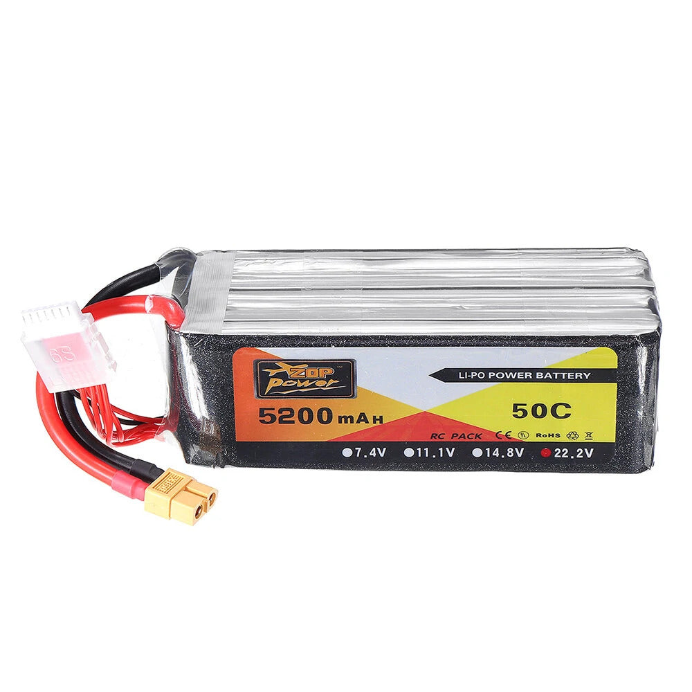 ZOP Power, 6s 22.2V, 5200mah 50C LiPo batteri, EC5 stik